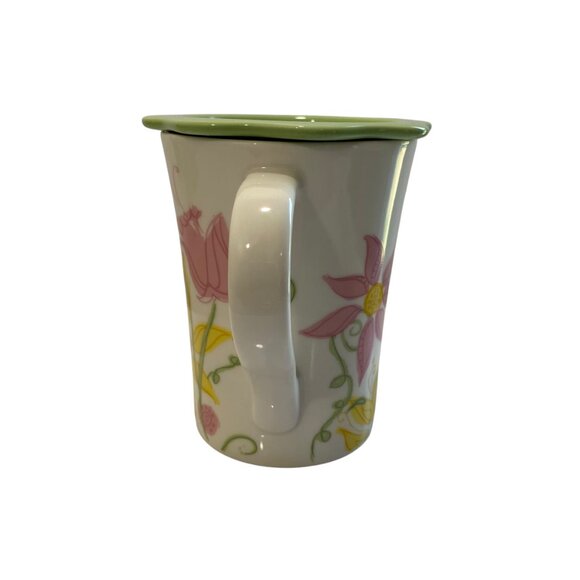 Starbucks Spring Floral Pink Flowers Ceramic Coffee Mug Cup w/ Coaster Lid 13 oz - Picture 2 of 9